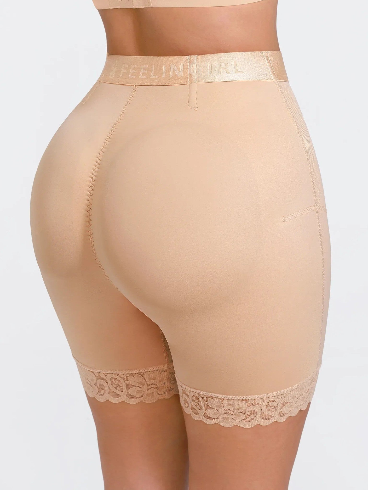 Feelingirl Front-Zip Mid-Waist Shapewear Shorts