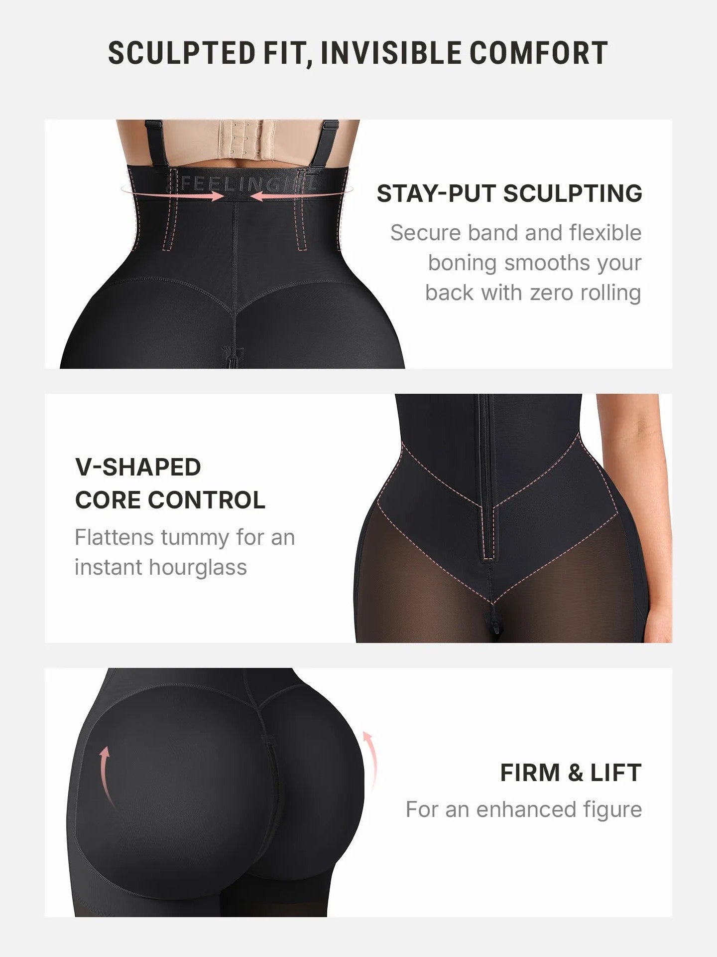 Feelingirl Wide V-neck Belt High-Waist Shaping Shorts