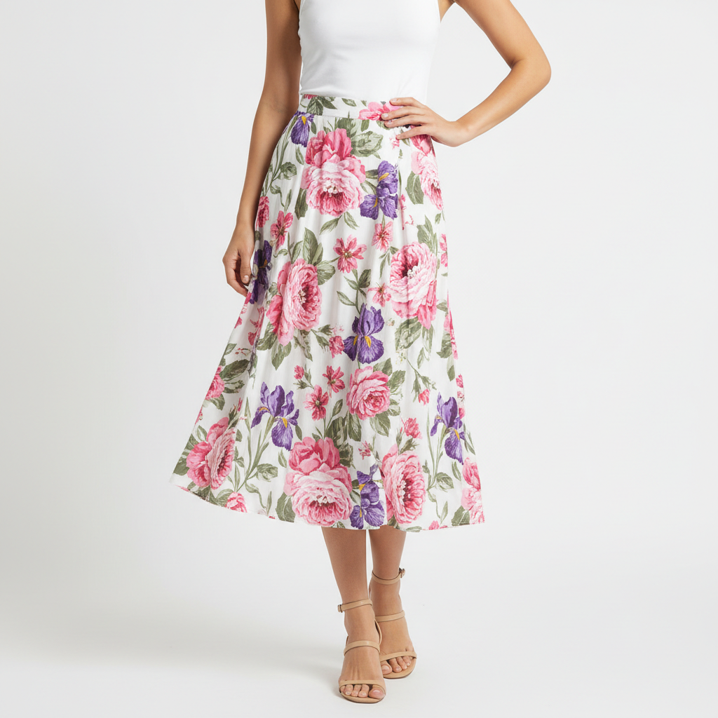 Women's Floral Midi Skirt