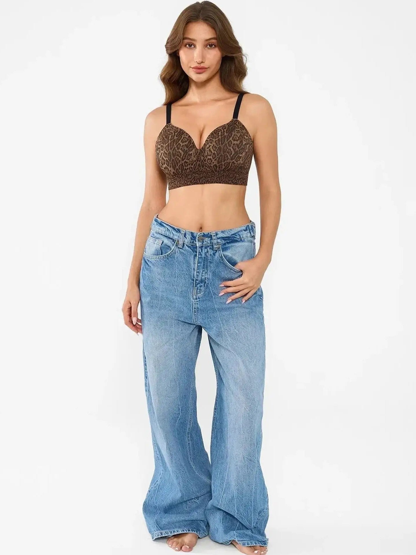 Popilush Seamless Wireless Leopard Shaping Push Up Bra