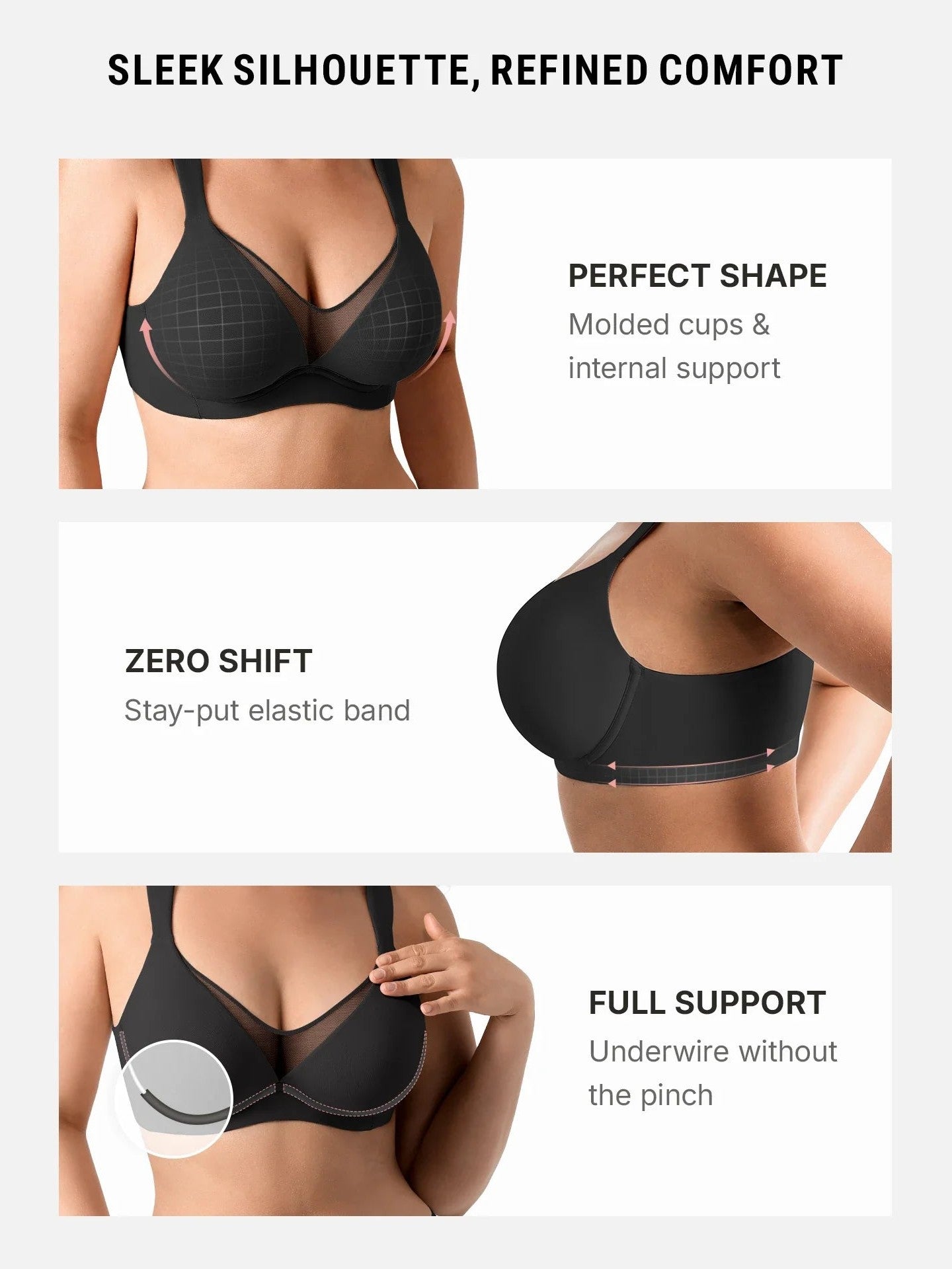 Feelingirl Unlined Minimizer Bra with Sheer V-Neck