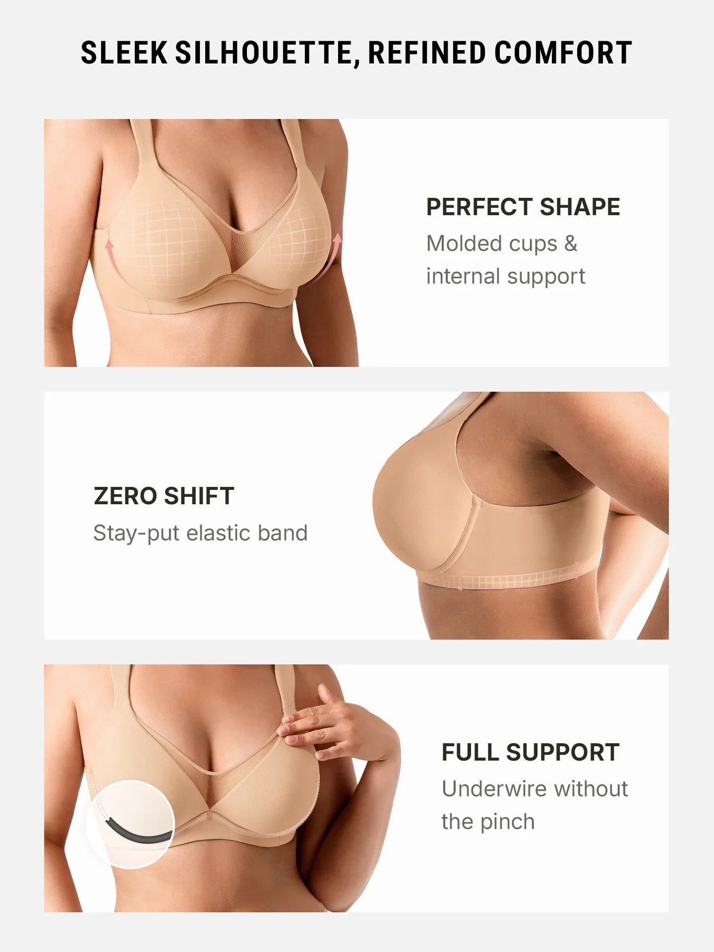 Feelingirl Unlined Minimizer Bra with Sheer V-Neck