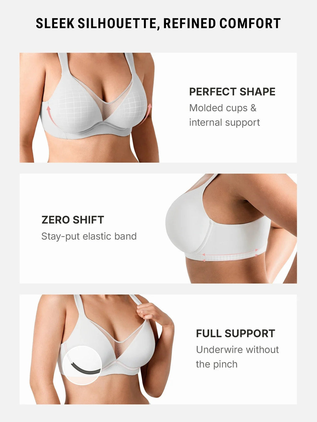 Feelingirl Unlined Minimizer Bra with Sheer V-Neck